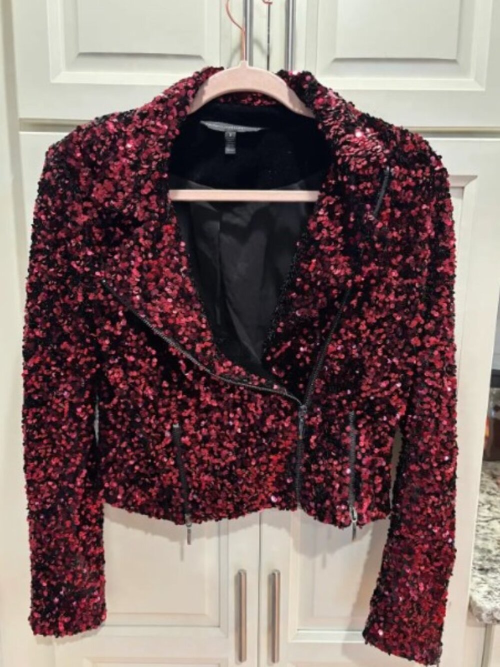 INC Red Sequin Moto Jacket – Size Small